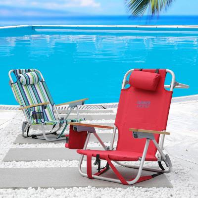 China Wholesale Cheap Outdoor Adjustable Sun Beds Armchair Beach Chair Adjustable Pillow for sale