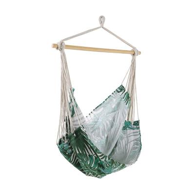 China With Pattern Printing Outdoor Patio Swing Cotton Poly Hammock Hanging Chair With Leaf Pattern Printing for sale