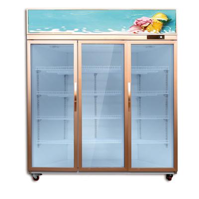 China Single-Temperature Glass Door Merchandiser Top Mounted Display Coolers Vertical Cooling Showcase With Fan For Stores Cool Keeping for sale