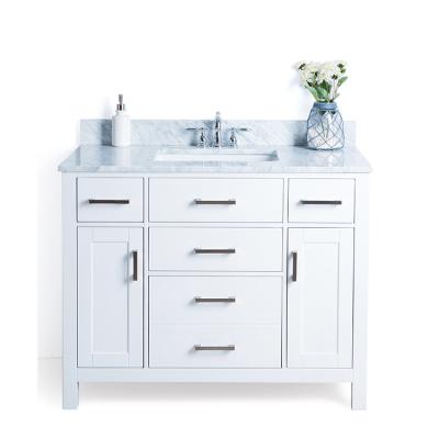 China Modern Luxurious Hotel Bath Vanity 42 Inch Solid Wood Bathroom Vanity for sale