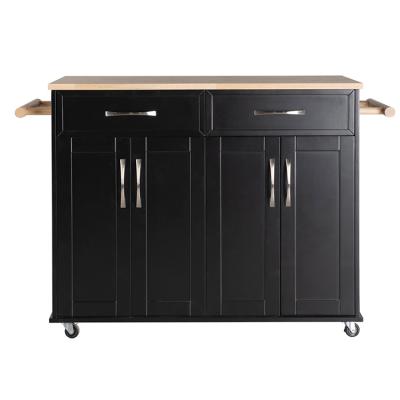 China Modern Furniture Solid Wood Table Top Storage Solid Wood Small Kitchen Island With Wheels for sale