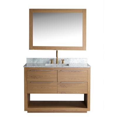 China Classic Modern Single Sink Bathroom Vanity Solid Wood Cabinet With Basin Set for sale