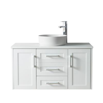 China Simple Design Waterpoof Modern White Wall Mounted Bathroom Vanity Solid Wood Solid Wood Bathroom Vanity for sale