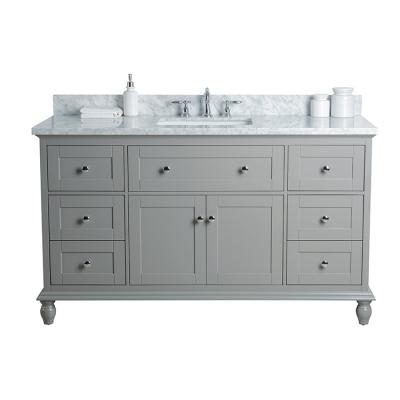 China Modern 48in Gray Bathroom Vanity Solid Surface Vanity Top With Wood Bathroom Cabinet for sale