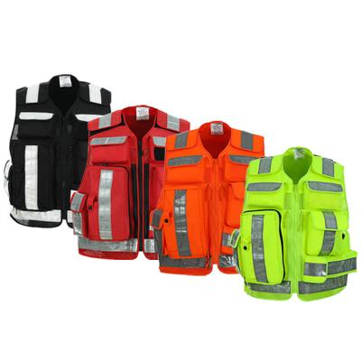 China High Visibility Respons Safety First Aid Reflective Polyester Mesh EMS EMT Emergency Ambulance Security Paramedic Firtst Aid Ambulance Vest Fluorescent Orange for sale