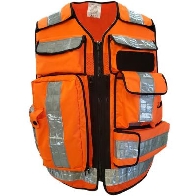 China High Visibility Emergency Fluorescence Orange Hi Visibility Safety EMS Paramedic Safety First Aid Vest for sale