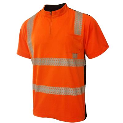 China QUICK DRY Custom High Visibility Breathable Safety Work Reflective Shirts For Worker With Reflective Tape for sale