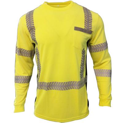 China Heat Transfer Tape High Visibility Workwear Long Sleeve With Reflective Tapes Safety Shirt for sale