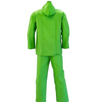 China Public Green Worker 100%PVC High Visibility Single Person Raincoats Waterproof Windproof Hooded Rainsuit Rain Jacket for sale