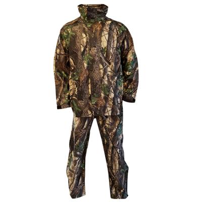 China Woodland 100% Polyester Warm Waterproof Bachelor's Rainwear Sales PU Coating Camouflage Hunting Rainsuit for sale