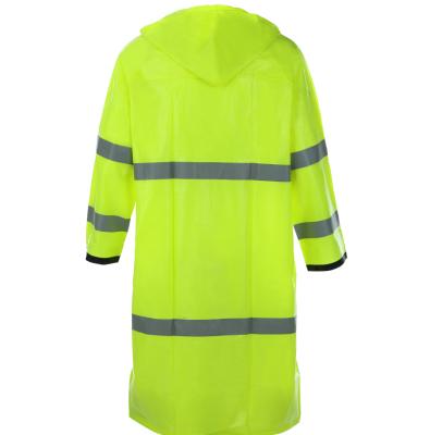 China Bachelor Raincoats Customized Reflective Fluorescent Long Sleeve Yellow Raincoats Increasing PVC High Viz Raincoat for sale