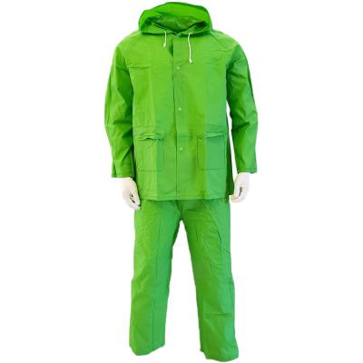 China Rainsuit Single Person Waterproof Clothing 100%PVC Green Waterproof And Windproof Jacket for sale