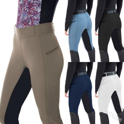 China Woman English Horse Chaps Winter Tight Riding Trousers Clips Line Rider Breeches With Pocket for sale