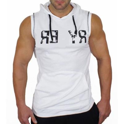 China Anti-Wrinkle Qufan Mens Hoodie Vest Muscle Sleeveless Gym Sports Hip Hop Street Wear Workout Elastic Men's Vest for sale