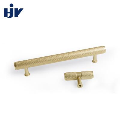 China Modern Gold Knurled Modern Alu Metal Aluminum Drawer Pull Kitchen Drawer Pulls Bedroom T Bar Cabinet Hardware Handles for sale