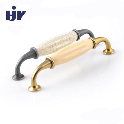 China Durable Ceramic Cabinet Handle HJY Bedroom Wardrobe Pulls D Shape Furniture Closet Handle for sale