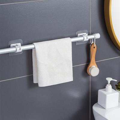 China Minimalist 2PCS Frames No Drilling Rod Hooks Curtain Hangers Self Adhesive Nails Free For Bathroom Kitchen Home Hotel Bathroom for sale