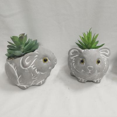 China Small Mouse Rat Cement Flower Pot Planter Plant Pot Mold Small Animal Cement Statue Modern Table Succulent Concrete Garden for sale