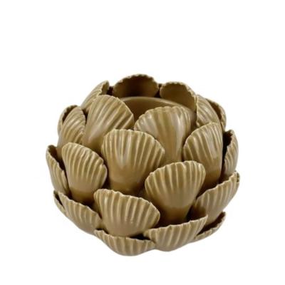 China 2020 New Design Home Decoration Shell Round Shape Candle Holder for Home Decoration for sale