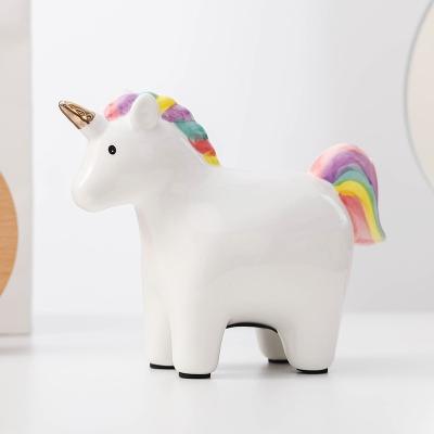 China Cute Rainbow Unicorn Piggy Bank Ceramic White From China Starpoint for sale