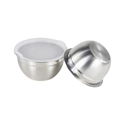 China Large Capacity Stainless Steel Sustainable Salad Bowl With Silicone Lid Deep Fresh Keeping Bowl Set On Sale for sale