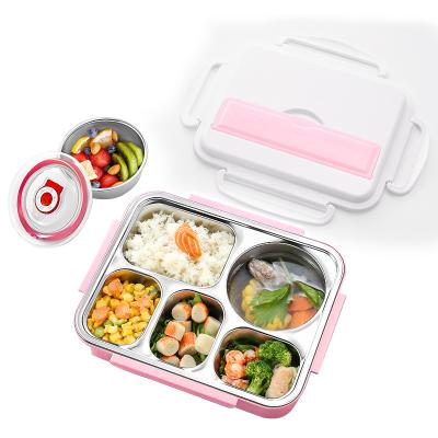 China 304 stainless steel bento lunch box takeaway food tiffin box heatable portable universal storage for office and school children for sale