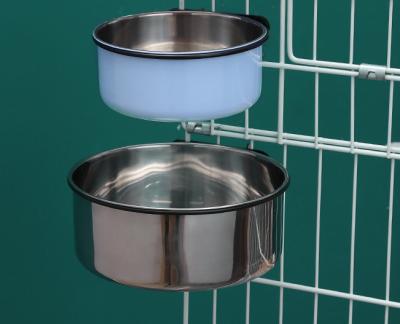 China Sustainable Wall Mounted Stainless Steel Pet Dog Food Bowl Metal Feeding And Watering Bowls for sale