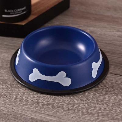 China Sustainable Stainless Steel Pet Bowl Color Spray Paint Dog Bowls Water Conductive for sale