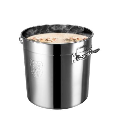 China Sustainable 304 Stainless Steel Industrial Soup Bucket Stock Pot With Large Capping Cooking Basket For Restaurant And Hotel for sale