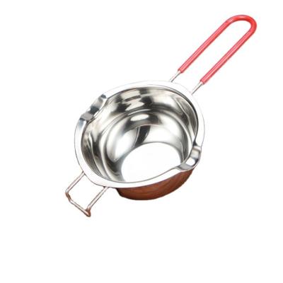 China Sustainable 304 Stainless Steel Double Boiler Pot Metal Melting Bowl With Handle 400ml Universal Heat Resistant Milk Heating Pan for sale