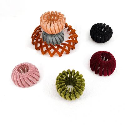 China Fashion Women's Hair Clips Velvet Bird's Nest Hair Claw Ball Ponytail Loop Ponytail Head Headwear for sale