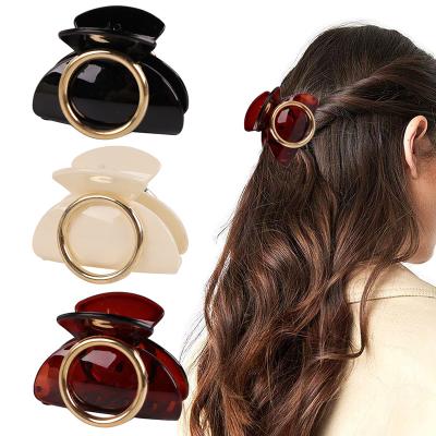 China Fashion Beauty Women Samll Hair Claws Luxury Hot Selling Wholesale Hair Claw Clip With Gold Round Circle for sale