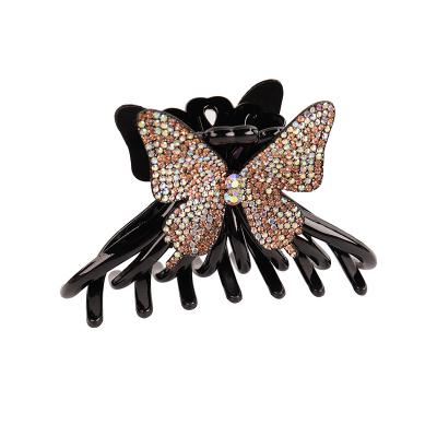 China Fashion Style Crystal Butterfly Resin Hair Claws Korean Women Plastic Hair Claw Clips Wholesale for sale