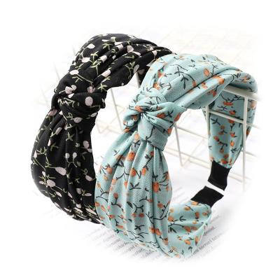 China Korean Style Korean Style Wide Flower Pattern Printed Women's Headbands Winter Simple Hot Lady Girl Headband Headpiece for sale