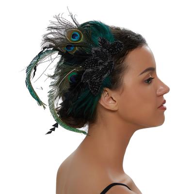 China Natural Green Feather Feather Headband Hair Accessories Women Headband For Party Decoration for sale