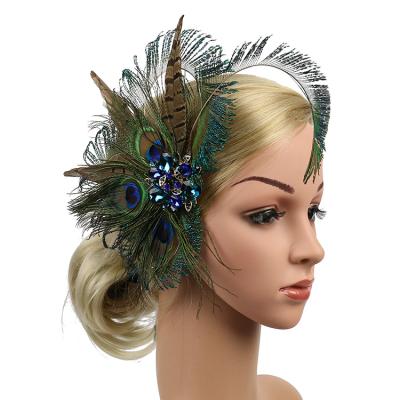 China Feather Green Peacock Feather Headband Hair Accessories Women Headband Party Decoration for sale