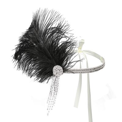 China Vintage 1920s Feather Headpiece Feather Flapper Headpiece Great Gatsby Bridal Prom Headpiece for sale