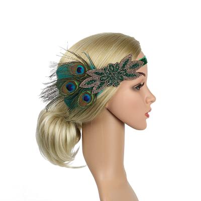 China 2021 Hot Sale Vintage Headband Howl 1920s Fascinator Headpiece Black Feather Headband For Women for sale