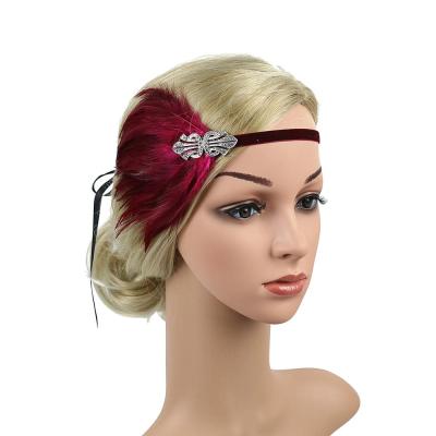 China Feather Fashion Party 1920s Accessories Feather Retro Hair Decoration Headband Headpiece For Women for sale