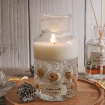 China Wholesale High Quality Custom Made Home Decoration Empty Unique Amber Glass Candle Jar With Clear Glass Lid for sale