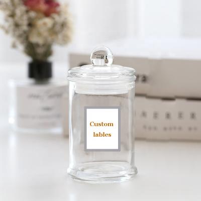 China Candle Packaging Custom Labels Home Decoration Clear Empty Scented Candle Jar With Glass Lid for sale