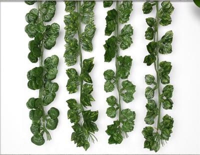 China Eco-friendly Garland Green Leaf Plant Ceiling Decoration Home Flowers Vine Grape Green Leaves for sale