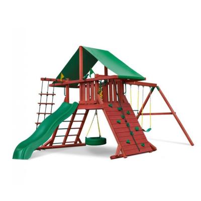 China 3-12 Years HOT SALES Patio Climbing Game Wood Overview With Plastic Slide Outdoor Playground for sale