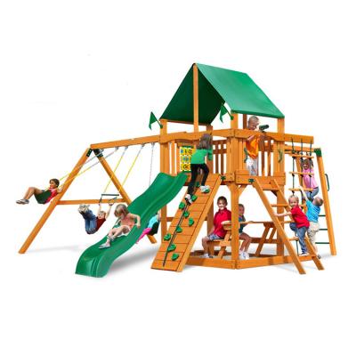 China 3-12 Years HOT SALES Patio Climbing Frame Wood Swing Set With Plastic Accessories for sale