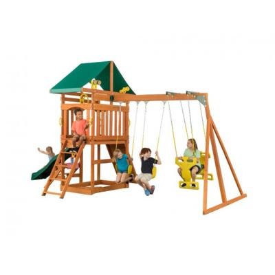 China 3-12 Years HOT SALES Outdoor Patio Climbing Frame Wooden Game Set With Swing Seats for sale