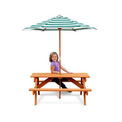 China HOT SALES Modern Outdoor Patio Garden Wooden Table For Picnic With Matching Parasol Beach Umbrella for sale