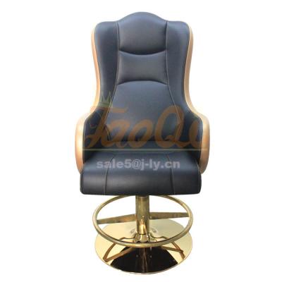 China Adjustable Height Seat Height K1073 Comfort Deluxe Casino Chair Adjustable Swivel Slot Bar Chair Gaming VIP Poker Chair With Gold Chrome Base for sale