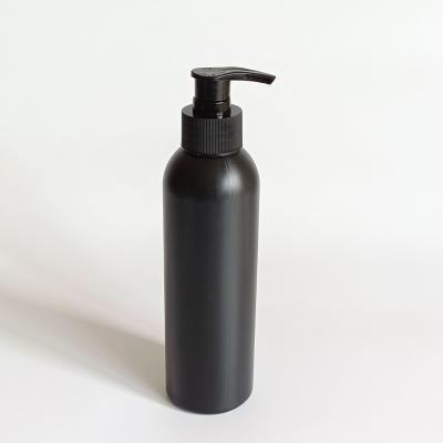 China 250ml 8oz Cosmetic Matte Black HDPE Round Shape Lotion Pump Shampoo Plastic Bottle for sale