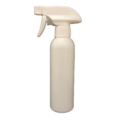 China Chemical Cleaning Packaging 8oz 250ml HDPE Plastic Round Shape Trigger Spray Liquid Matte White Bottle for sale