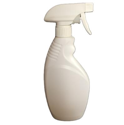 China Flat Shape 500ml HDPE Liquid Packing Plastic White Cleansing Bottle With Trigger Sprayer Head for sale